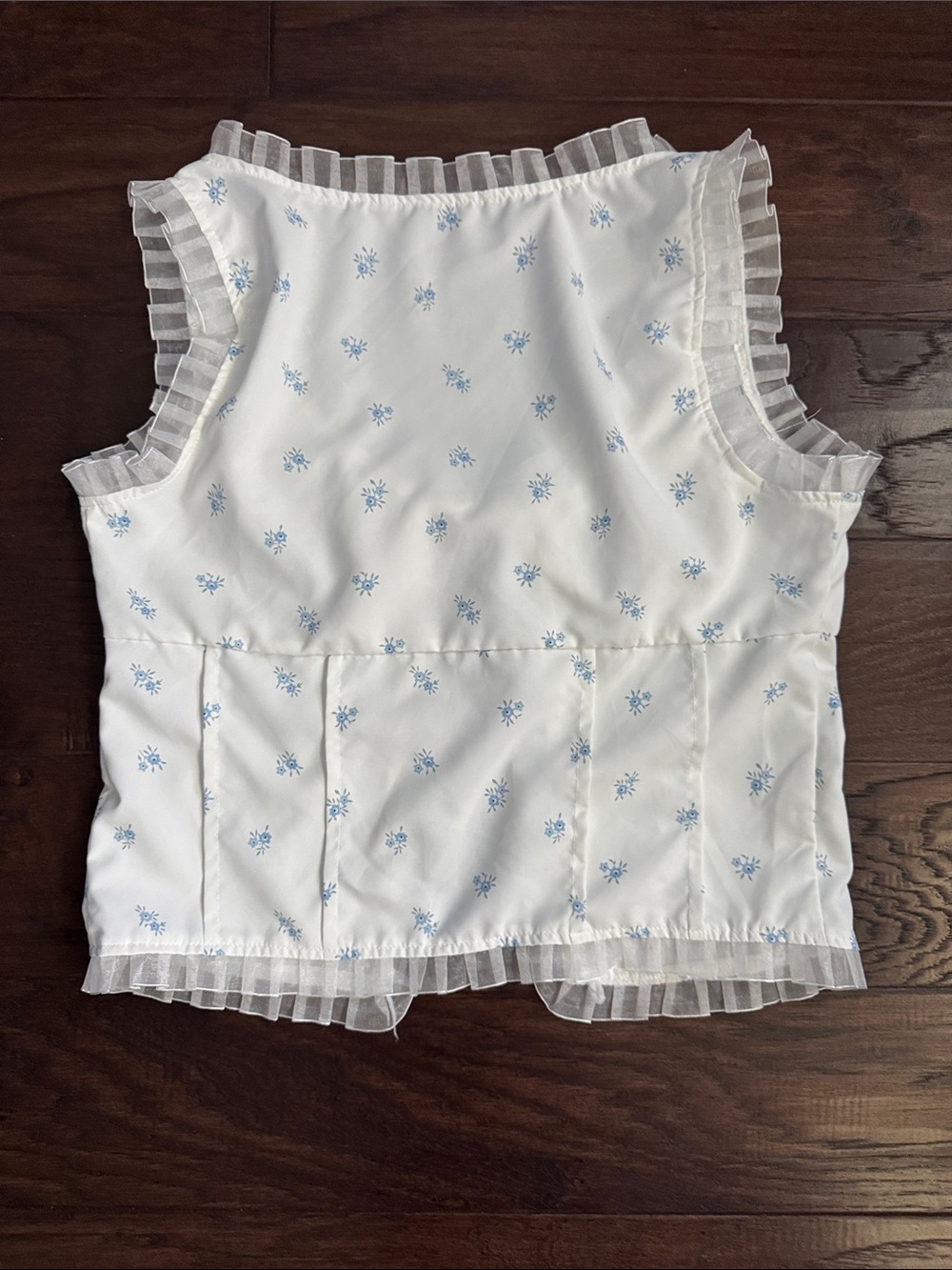 White Floral Tie-Front Ruffled Tank Top - Picture 7 of 7